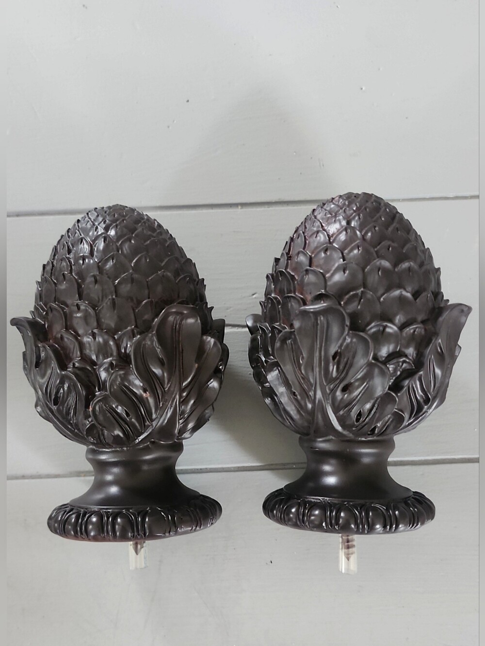 TRAX Pinecone Decorative Drapery Hardware Finials Curtain Rod Ends 23577 Coffee